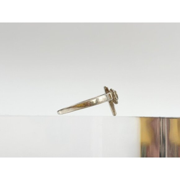 Cross Shaped + Blooming Flower Carved 925 Sterling Silver Vintage Ring - sz 6.75 - Picture 3 of 13